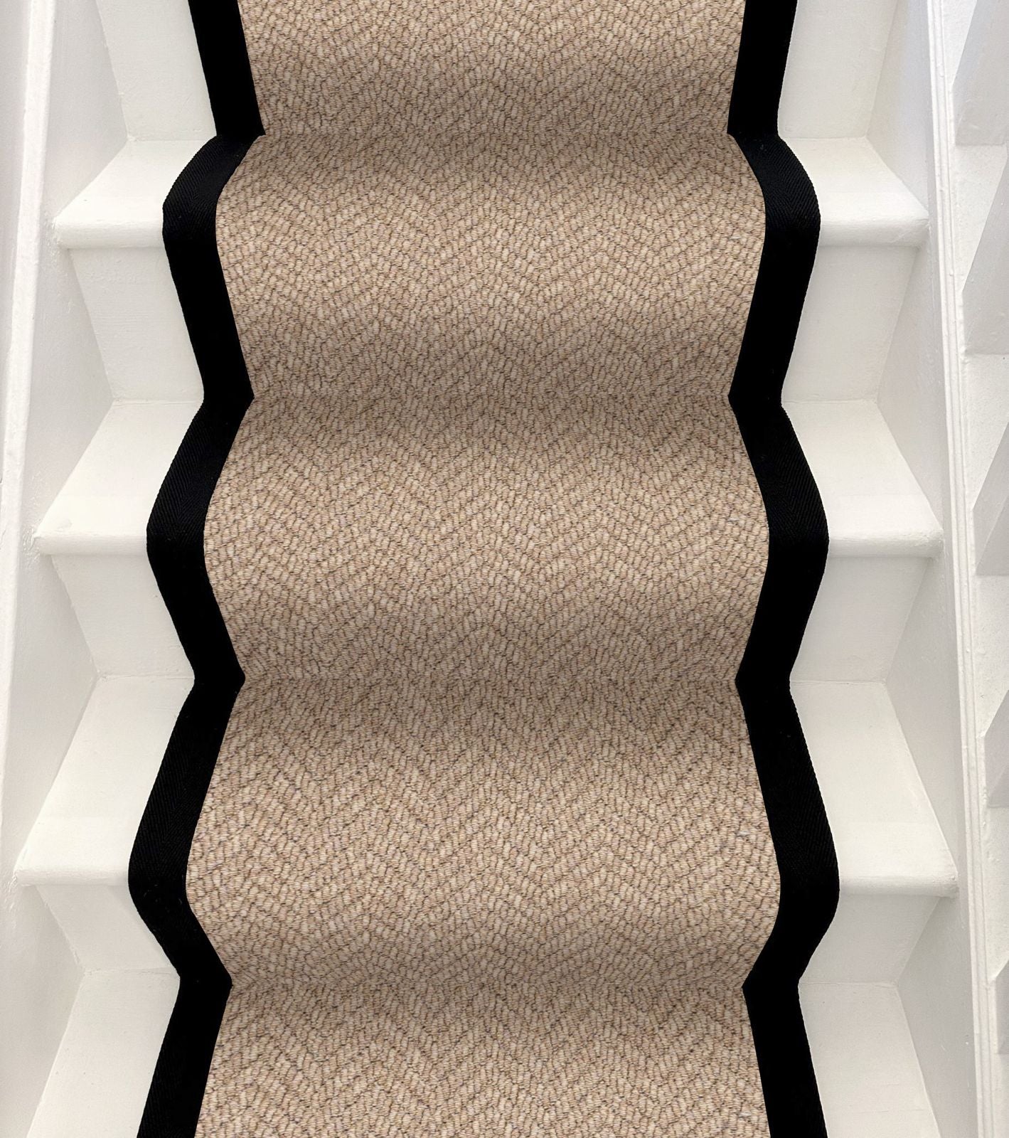 Herringbone Stair Runner - Black Border