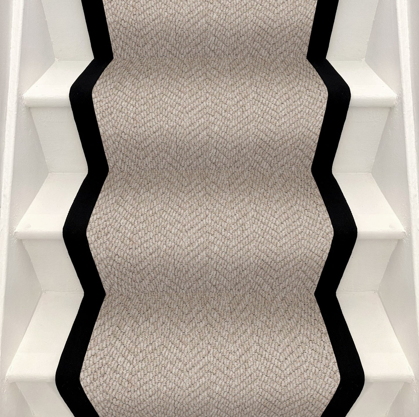 Herringbone Stair Runner - Black Border