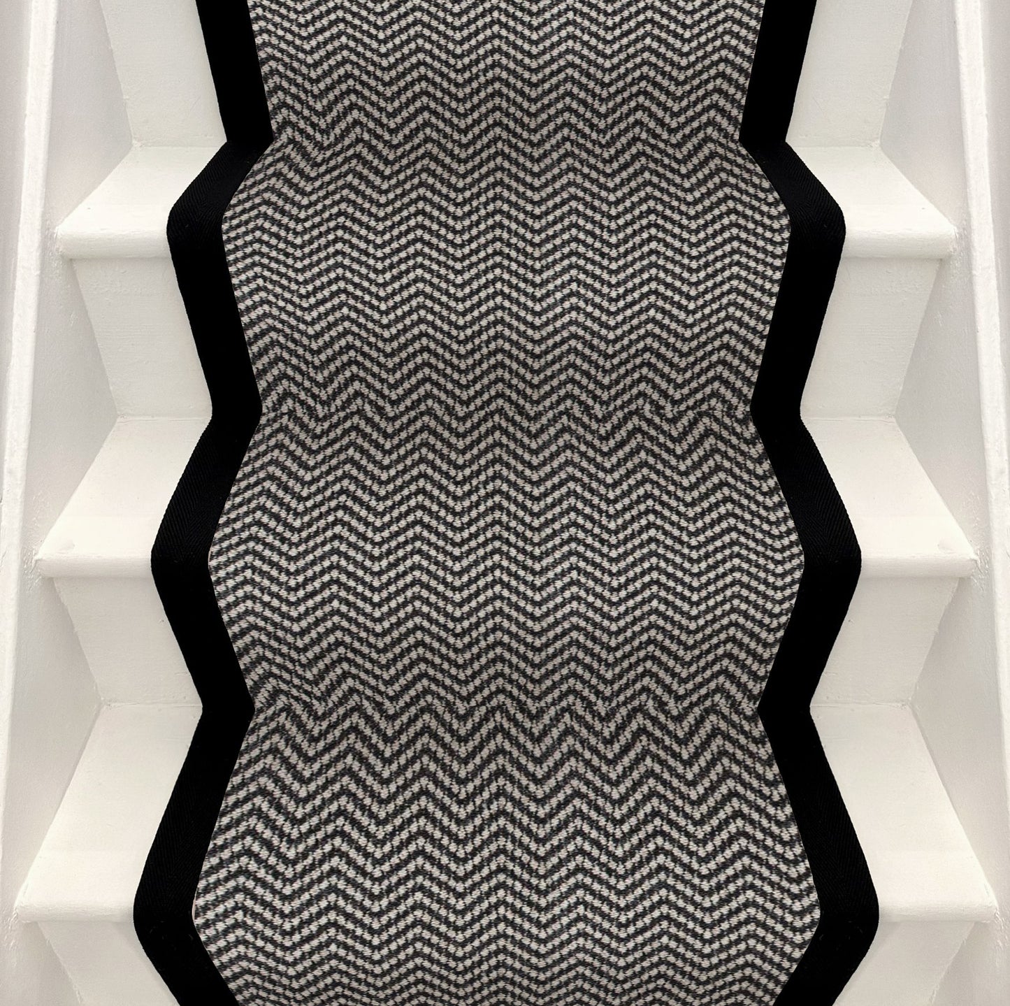 Herringbone Stair Runner - Black Border