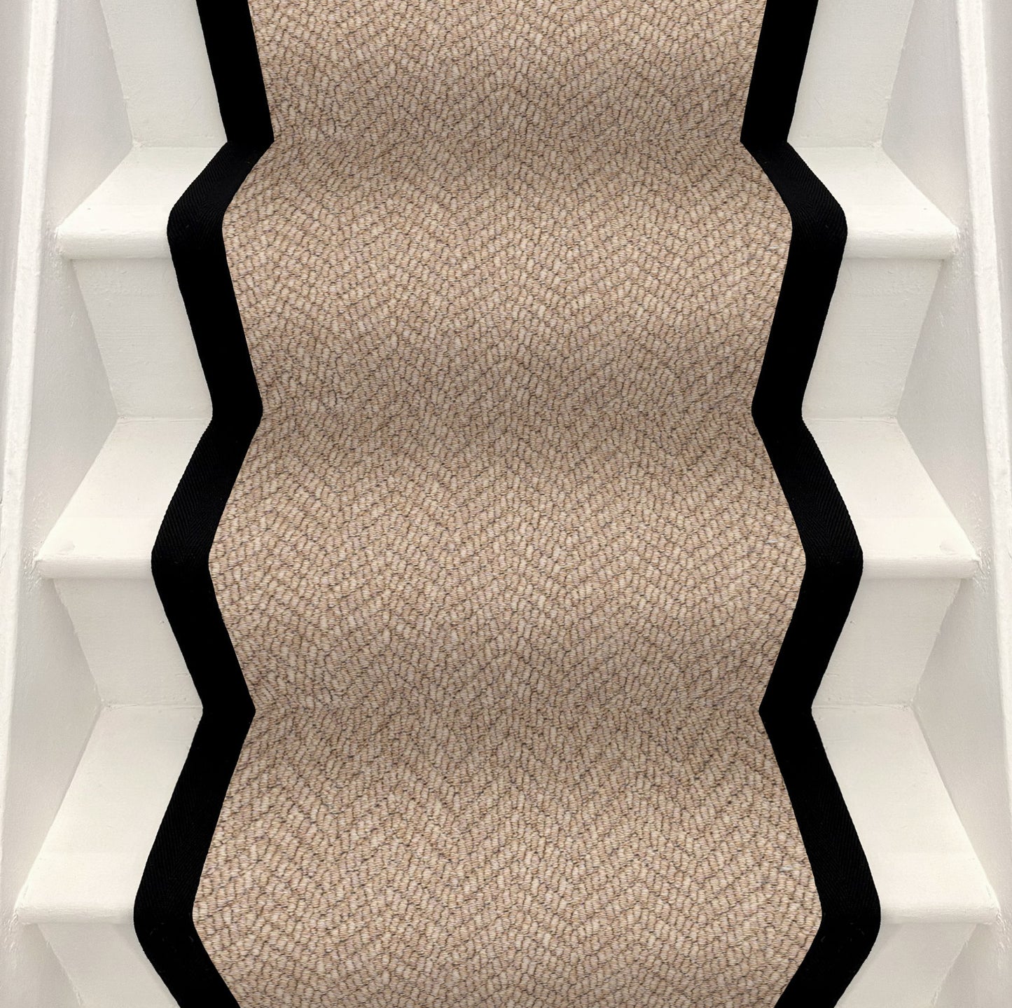 Herringbone Stair Runner - Black Border