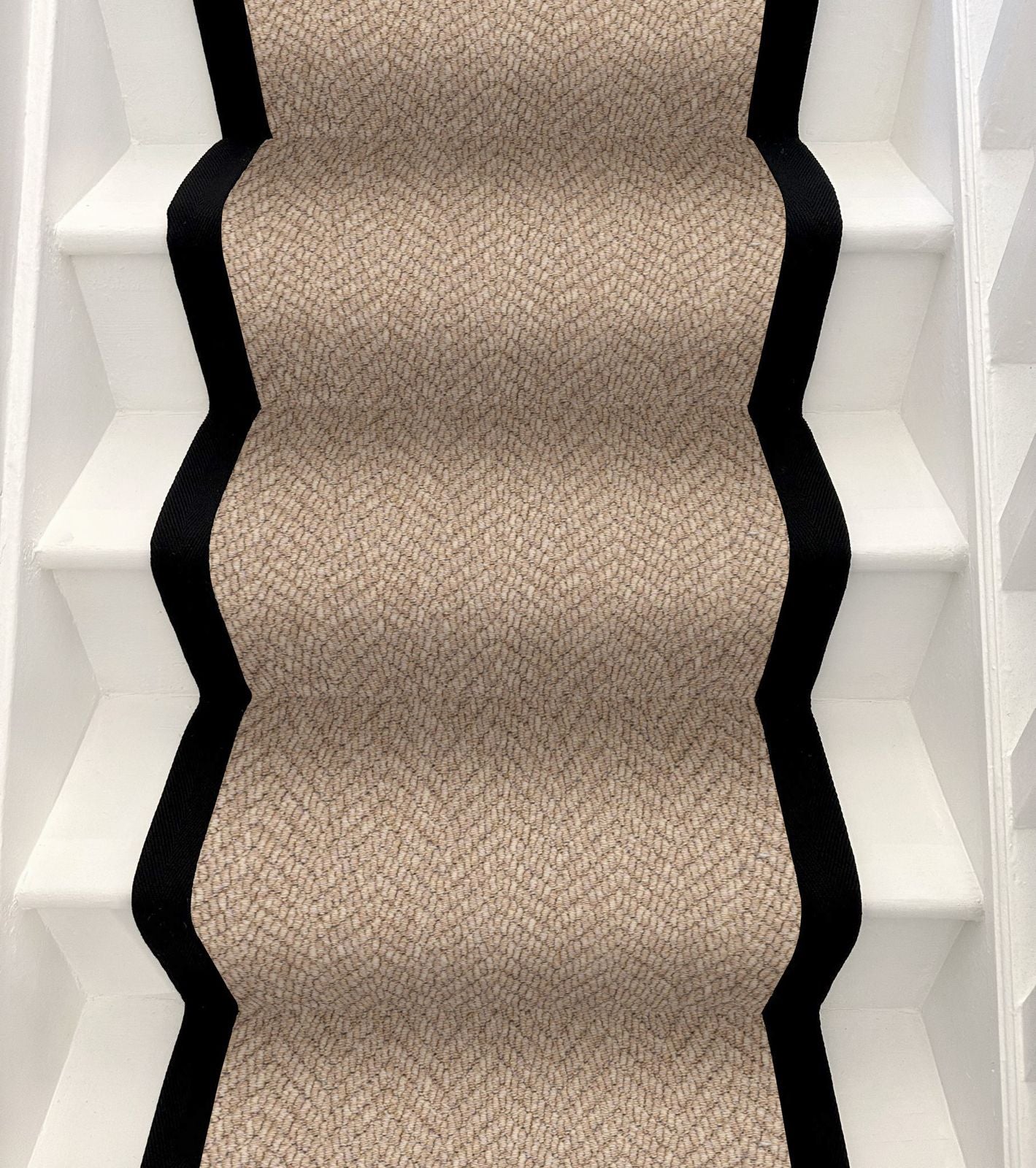 Herringbone Stair Runner - Black Border