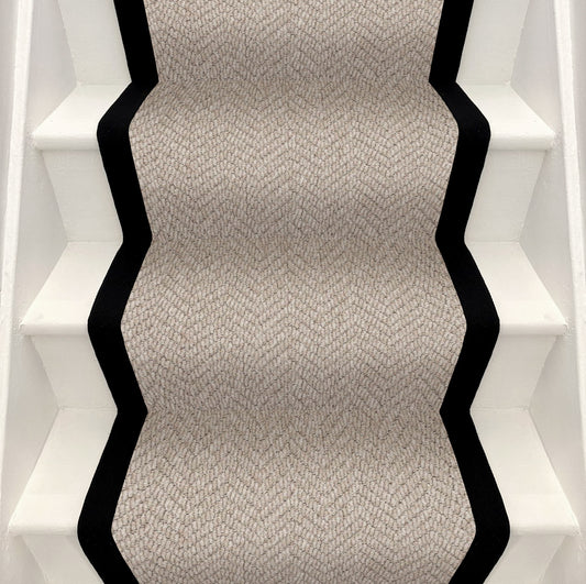 Herringbone Stair Runner - Black Border