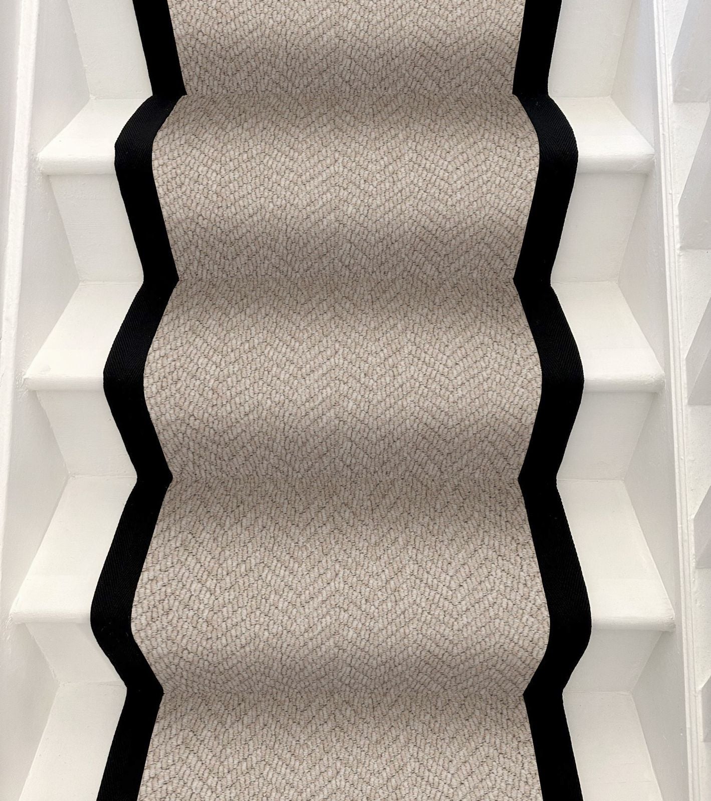 Herringbone Stair Runner - Black Border