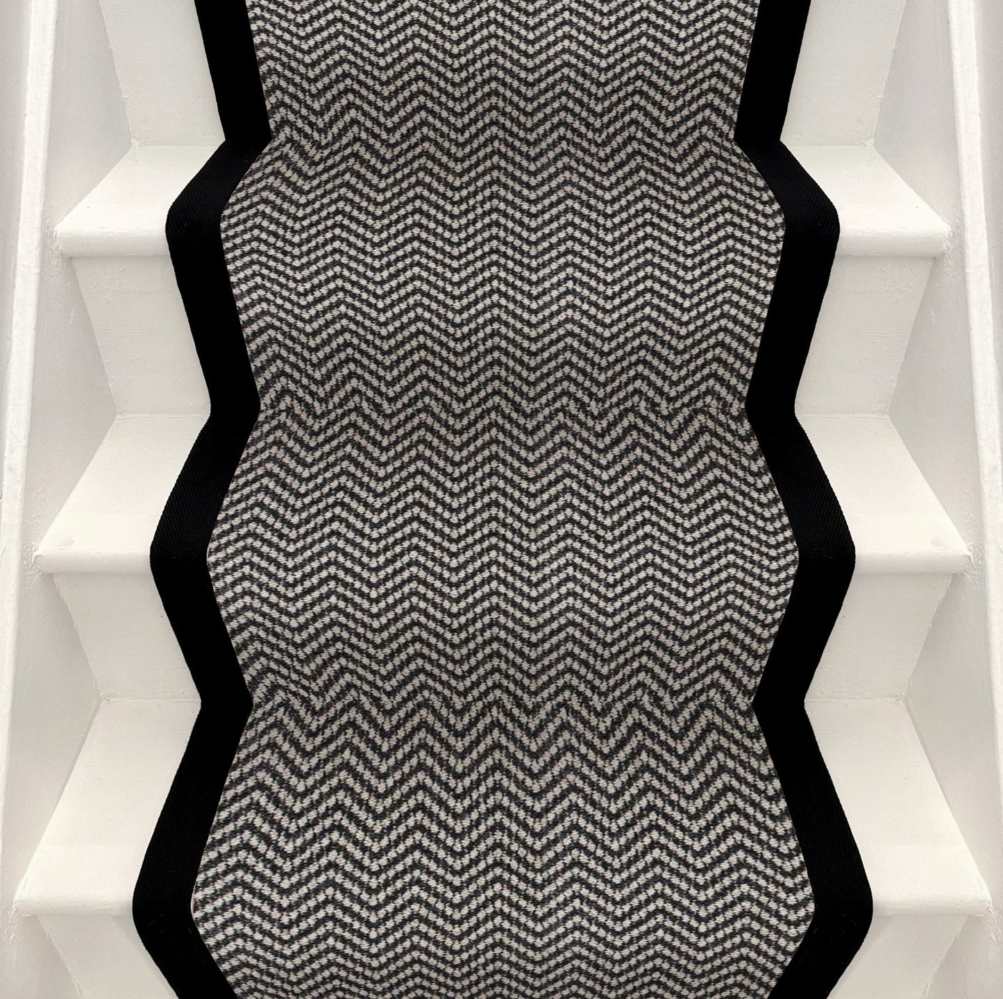 Herringbone Stair Runner - Black Border