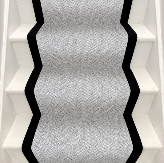 Herringbone Stair Runner - Black Border