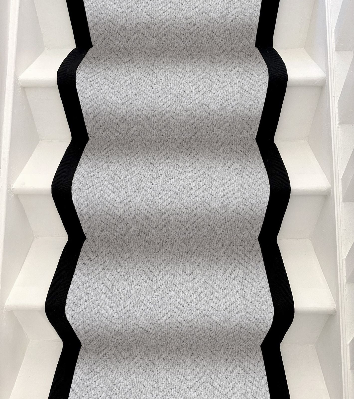 Herringbone Stair Runner - Black Border