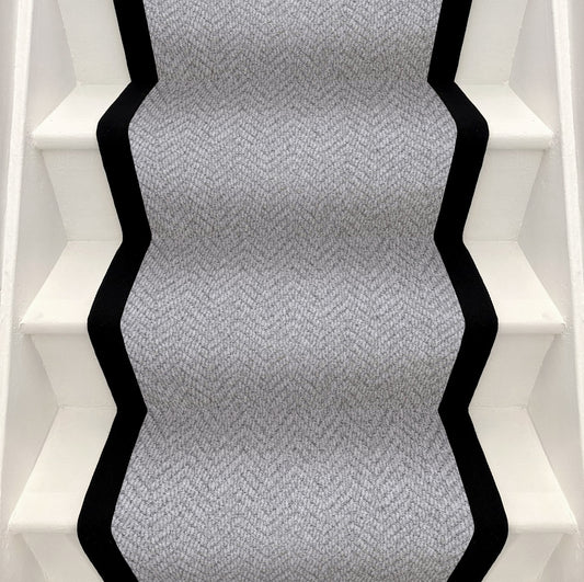 Herringbone Stair Runner - Black Border