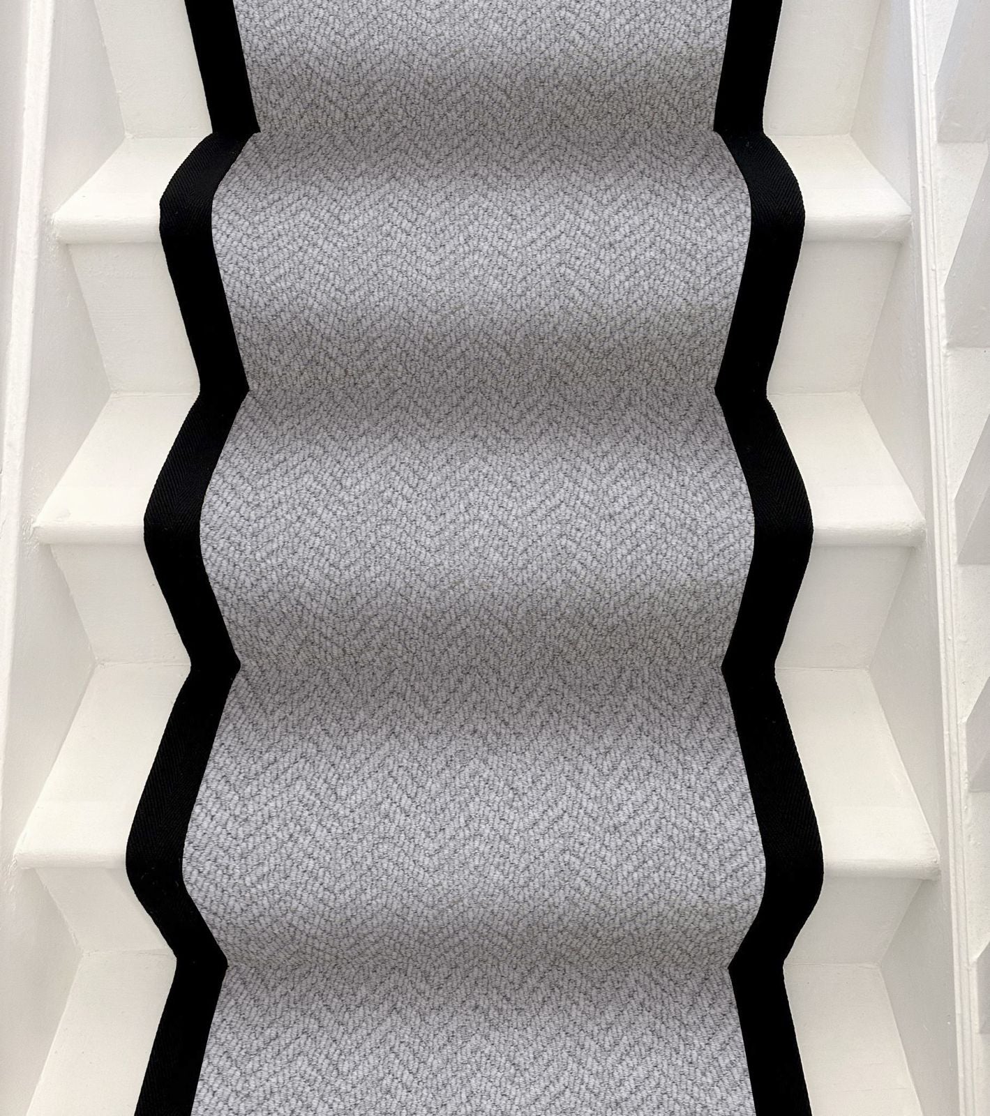 Herringbone Stair Runner - Black Border