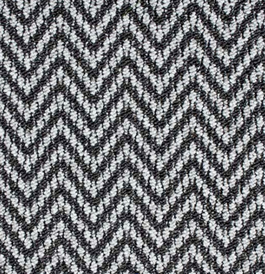 Herringbone Landing Carpet - Black & White