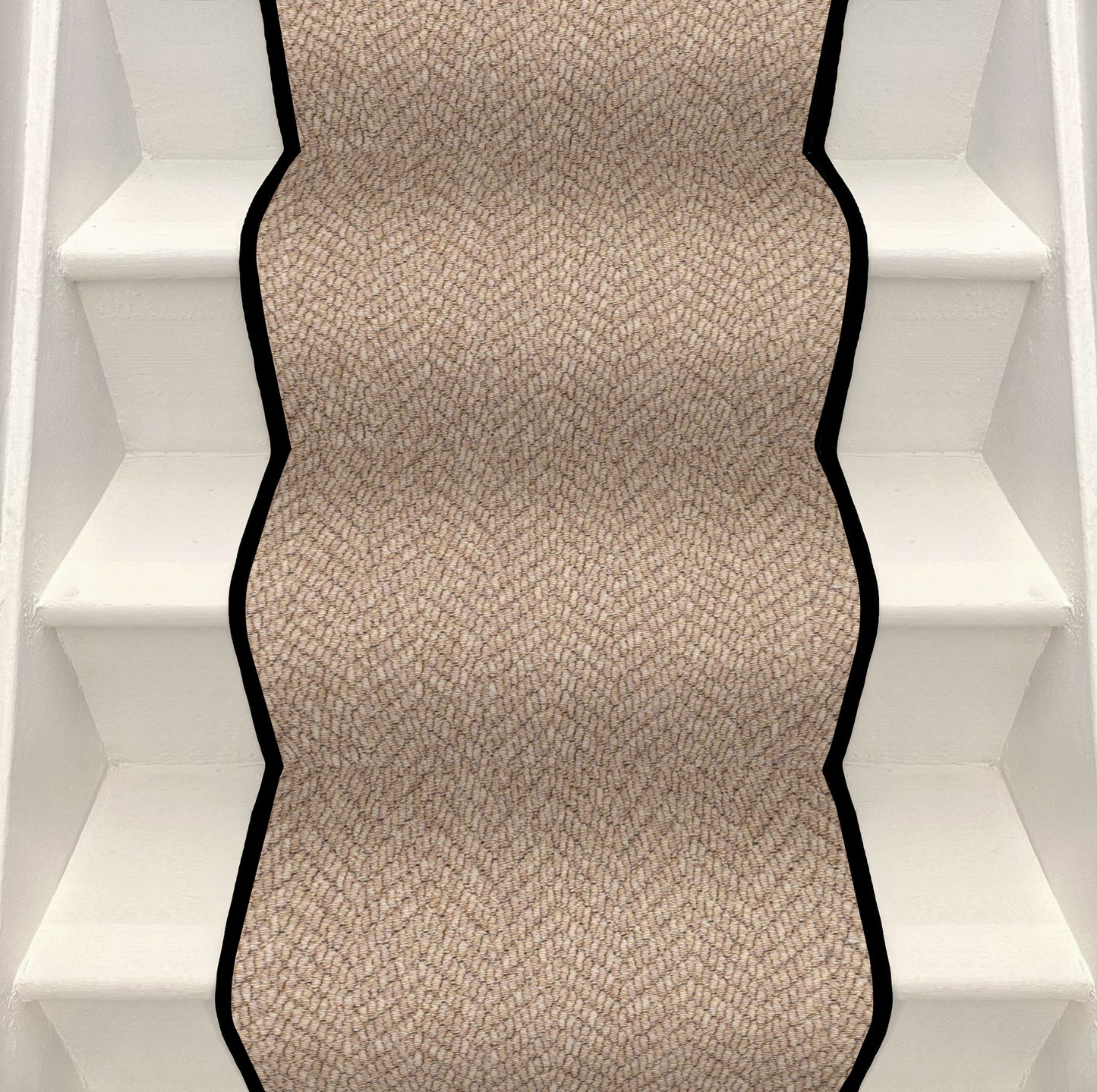 Herringbone Stair Runner - Small Black Border