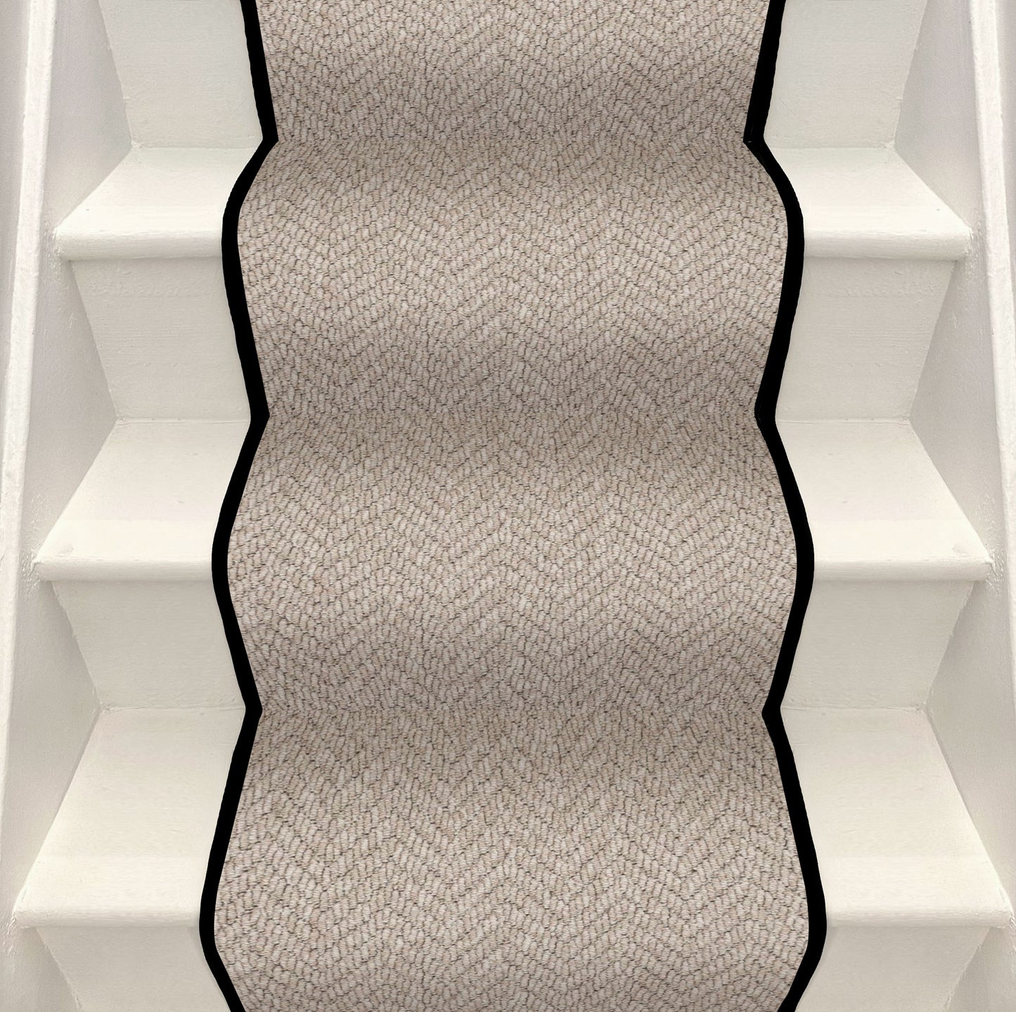 Herringbone Stair Runner - Small Black Border