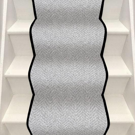 Herringbone Stair Runner - Small Black Border